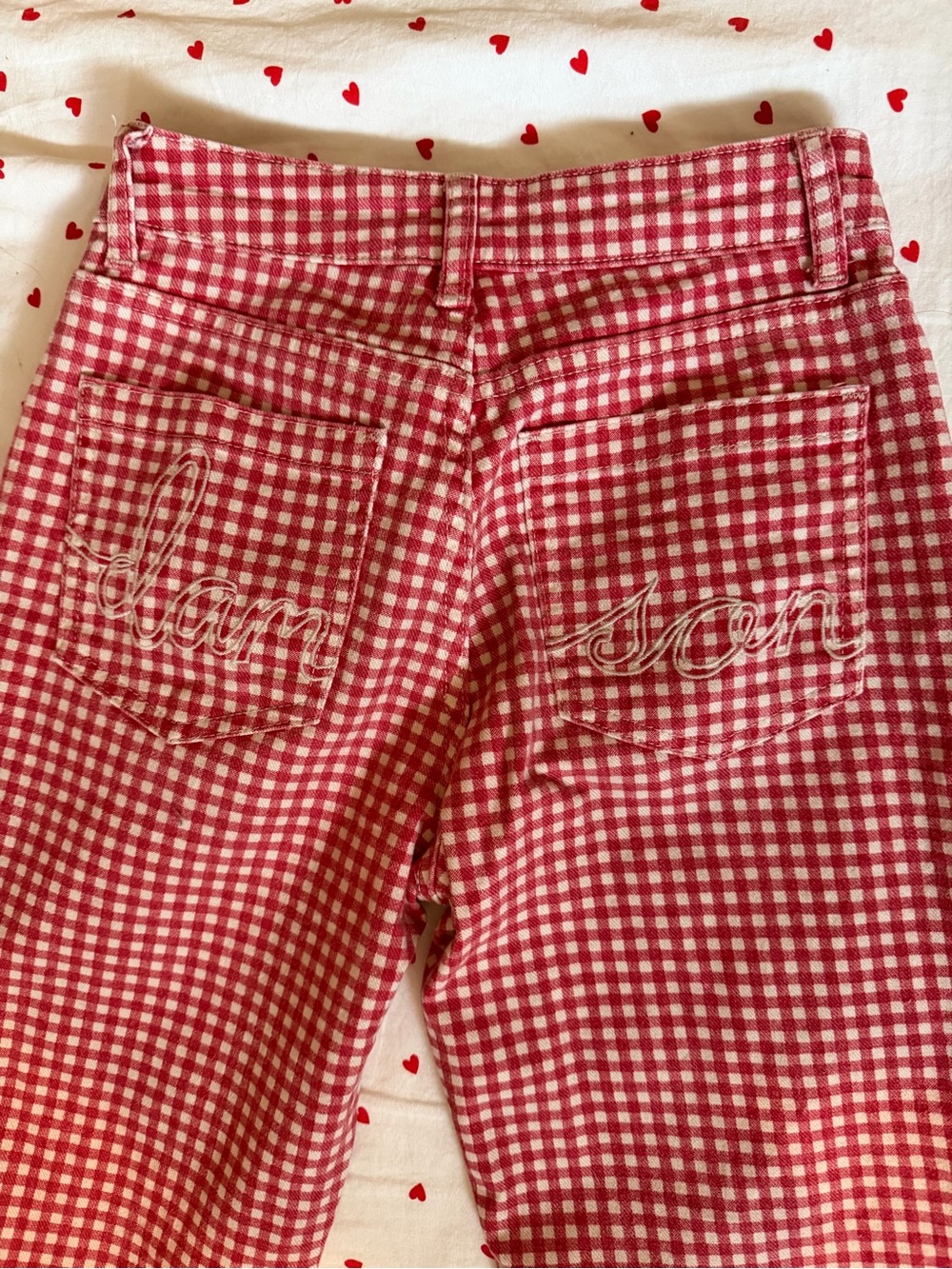 Damson Madder Red Gingham Cropped Jeans - Picture 3 of 5